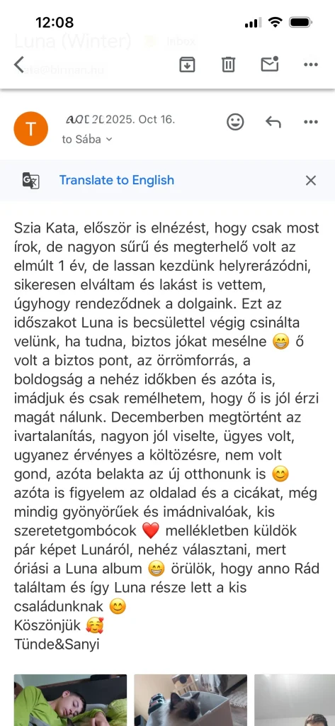 Comentarios del dueño de Saba Winter (Luna) con imágenes desde Eslovaquia – experiencia real del cliente